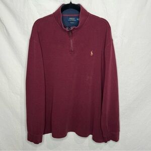 Polo Ralph Lauren Estate Rib Sweater Men's Sz XXL 1/4 Zip Burgundy Maroon Preppy